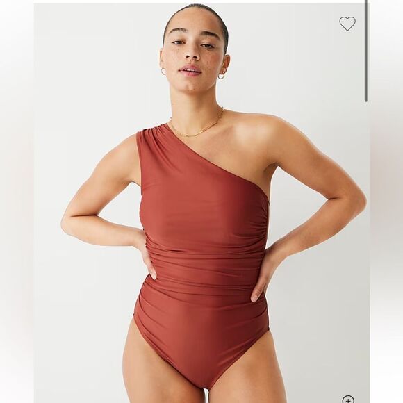 J. Crew Re-Imagined one shoulder Swimsuit in Rust orange size 18 - Picture 1 of 8